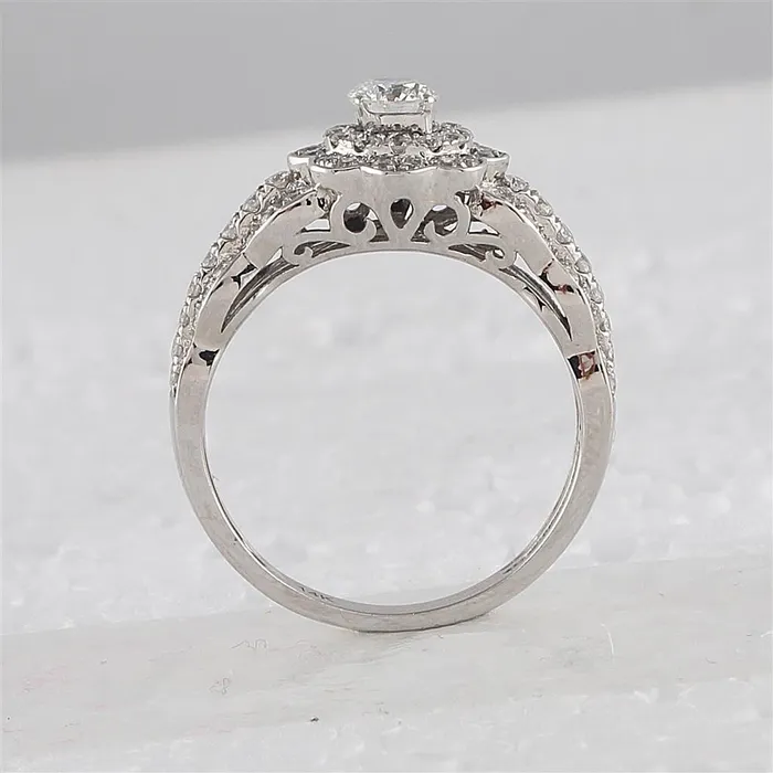 Rings gndatlanta 14k White Gold Round Diamond Bridal Wedding Ring Set 114 Cttw