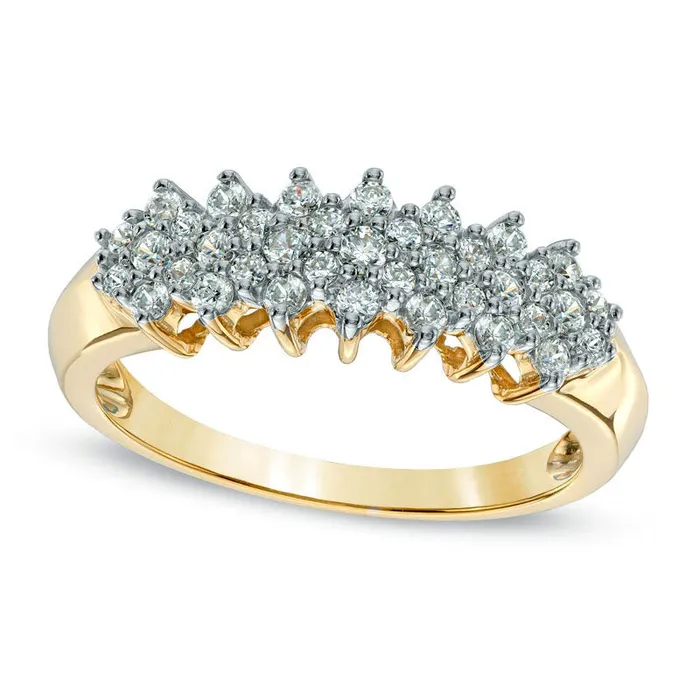 Rings Goldia 050 CT TW Natural Diamond Cluster Pyramid Band in Solid 10K Yellow Gold Rings Goldia 050 CT TW Natural Diamond Cluster Pyramid Band in Solid 10K Yellow Gold