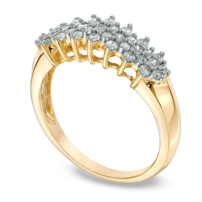 Rings Goldia 050 CT TW Natural Diamond Cluster Pyramid Band in Solid 10K Yellow Gold Rings Goldia 050 CT TW Natural Diamond Cluster Pyramid Band in Solid 10K Yellow Gold