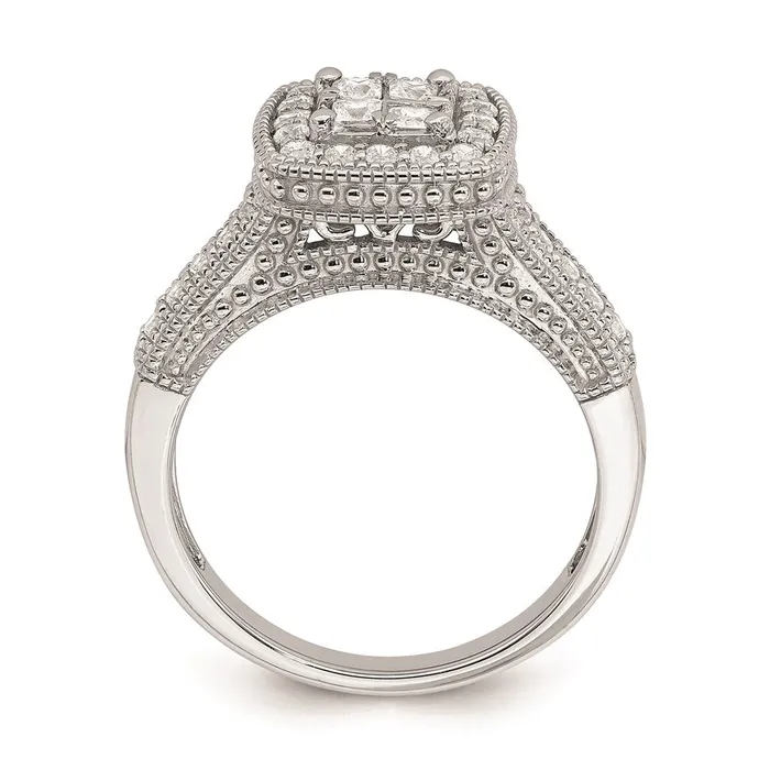 Rings Goldia 062ct CZ Solid Real 14k White Gold Cluster Complete Engagement Ring