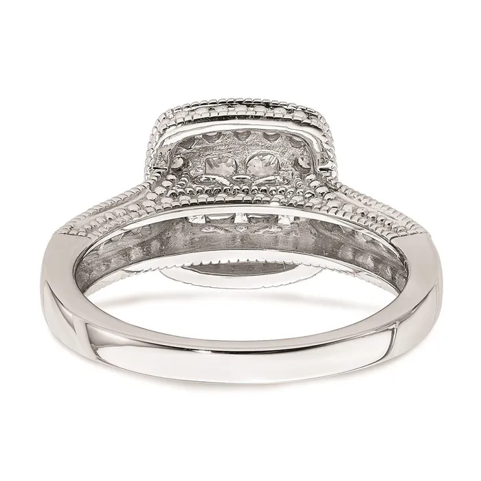 Rings Goldia 062ct CZ Solid Real 14k White Gold Cluster Complete Engagement Ring