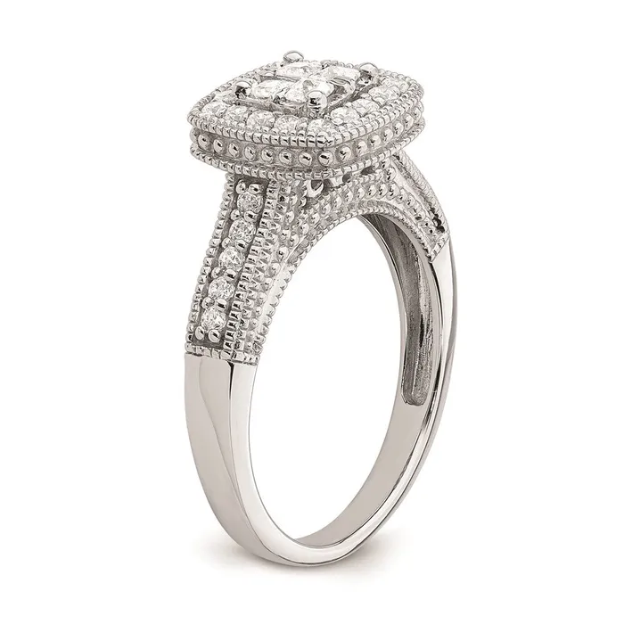 Rings Goldia 062ct CZ Solid Real 14k White Gold Cluster Complete Engagement Ring