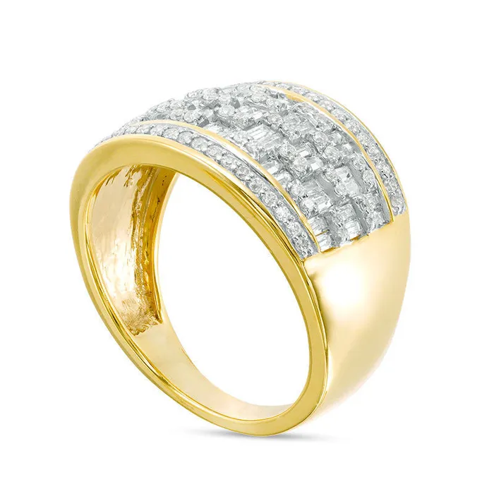 Rings Goldia 10 CT TW Baguette and Round Natural Diamond Pattern Ring in Solid 10K Yellow Gold Rings Goldia 10 CT TW Baguette and Round Natural Diamond Pattern Ring in Solid 10K Yellow Gold