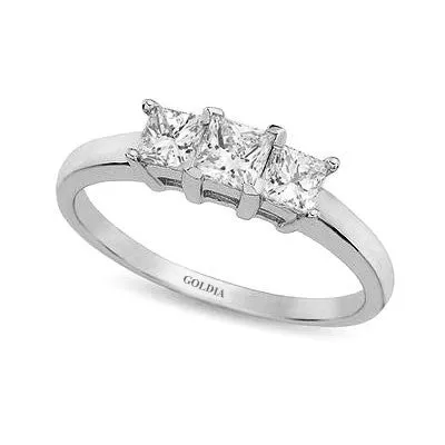 Rings Goldia 1 ct Princess Cut Diamond White Gold Threestone Engagement Ring Rings Goldia 1 ct Princess Cut Diamond White Gold Threestone Engagement Ring