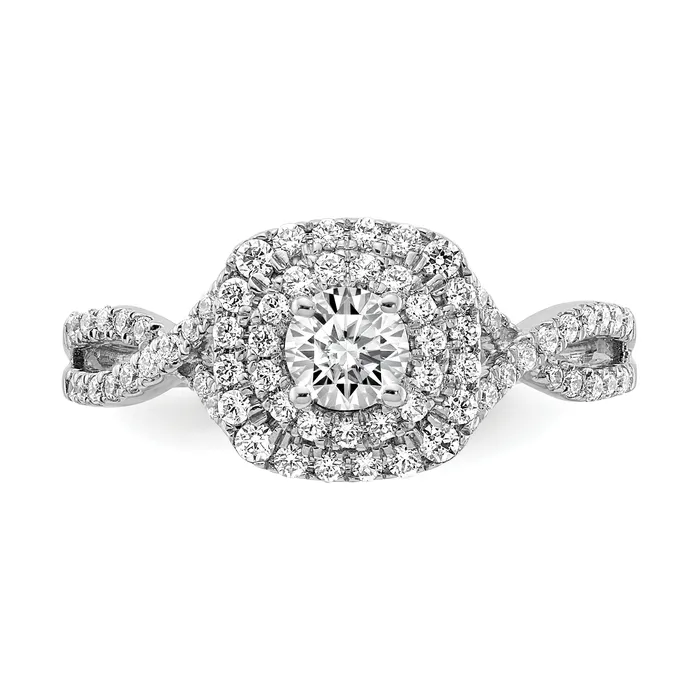 Rings Goldia 14k White Gold 34 Ct Lab Grown Diamond VSSI G Round Double Halo Engagement Ring