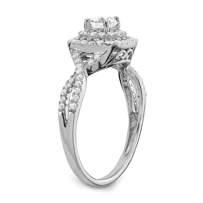 Rings Goldia 14k White Gold 34 Ct Lab Grown Diamond VSSI G Round Double Halo Engagement Ring