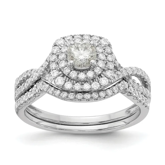 Rings Goldia 14k White Gold 34 Ct Lab Grown Diamond VSSI G Round Double Halo Engagement Ring