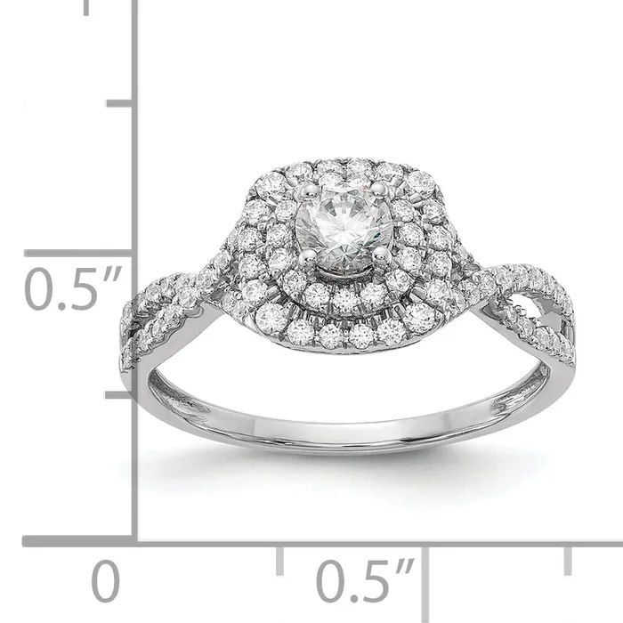 Rings Goldia 14k White Gold 34 Ct Lab Grown Diamond VSSI G Round Double Halo Engagement Ring