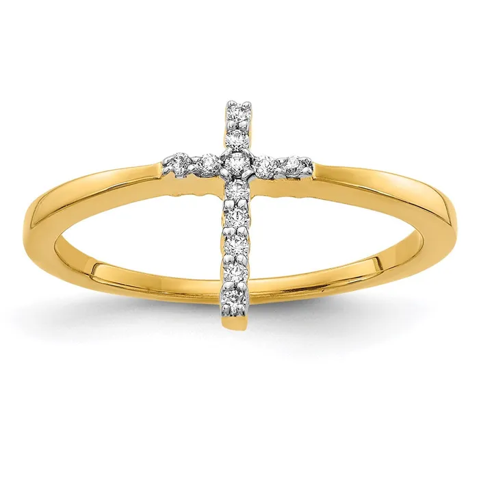 Rings Goldia 14k Yellow Gold Real Diamond Cross Ring