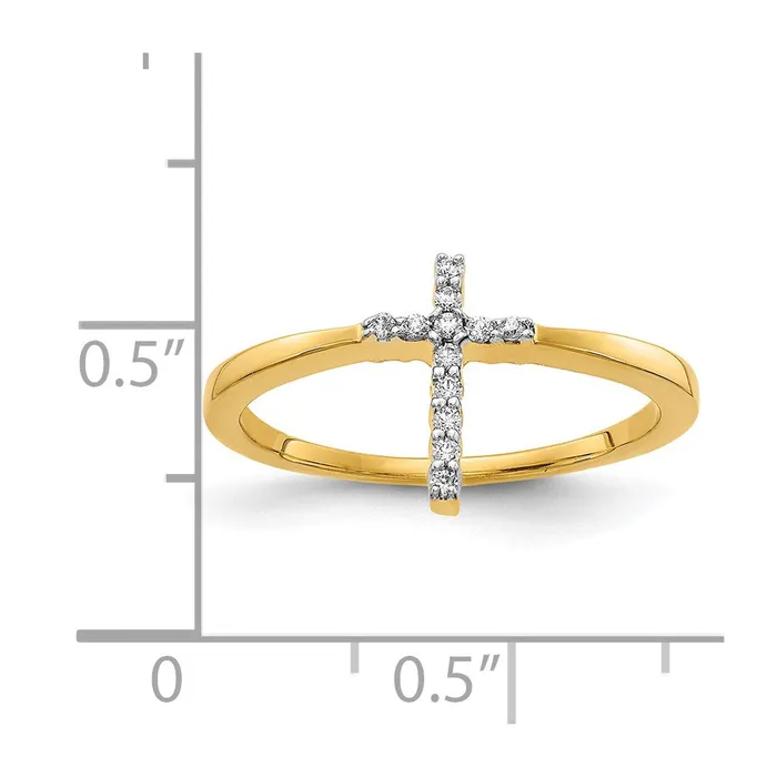 Rings Goldia 14k Yellow Gold Real Diamond Cross Ring