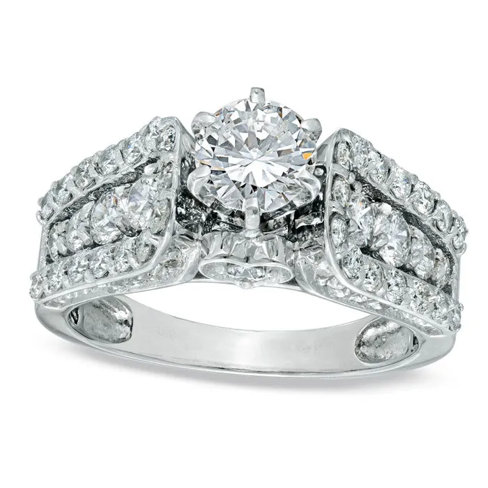Rings Goldia 20 CT TW Natural Diamond BuckleStyle Engagement Ring in Solid 14K White Gold Rings Goldia 20 CT TW Natural Diamond BuckleStyle Engagement Ring in Solid 14K White Gold