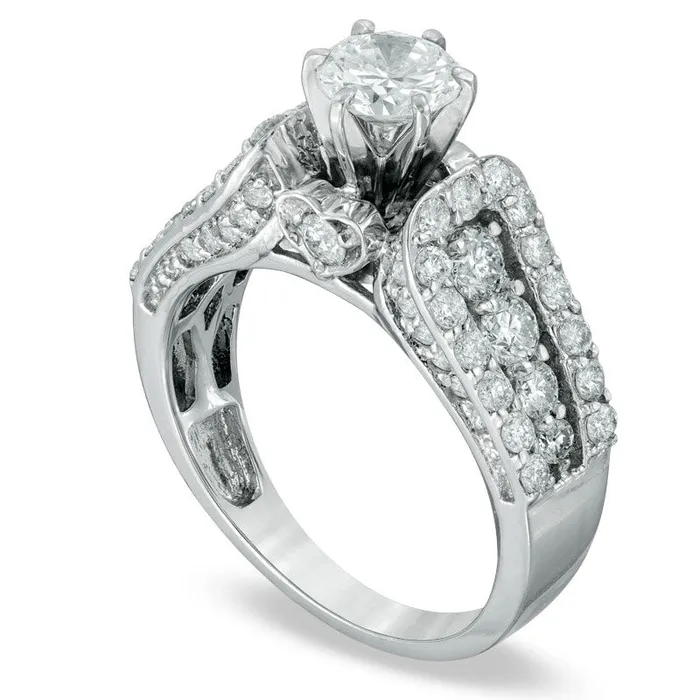 Rings Goldia 20 CT TW Natural Diamond BuckleStyle Engagement Ring in Solid 14K White Gold Rings Goldia 20 CT TW Natural Diamond BuckleStyle Engagement Ring in Solid 14K White Gold
