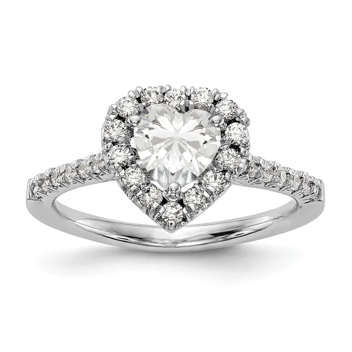Rings Goldiacom 14kw Heart Halo Simulated Diamond Engagement Ring