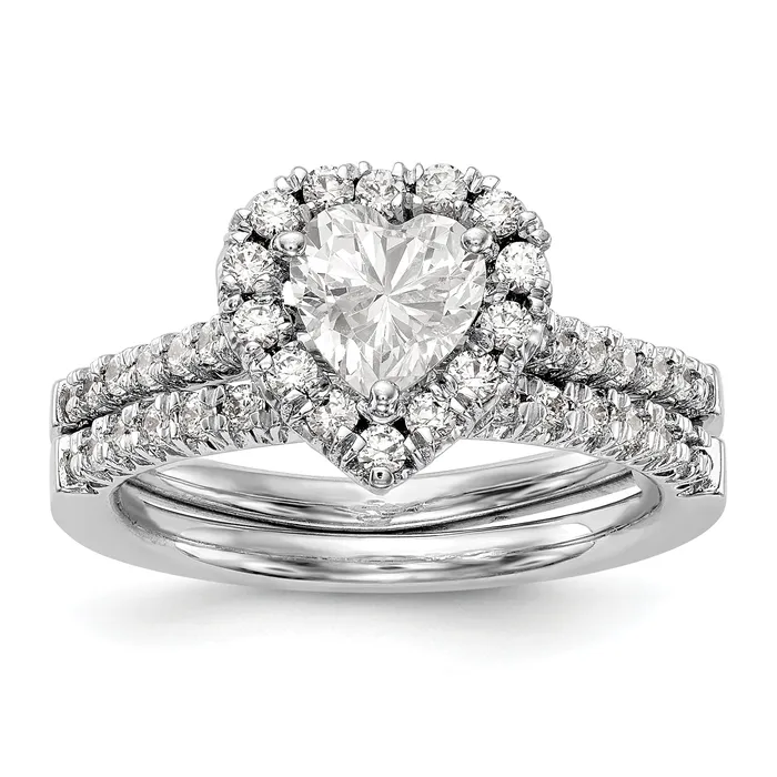 Rings Goldiacom 14kw Heart Halo Simulated Diamond Engagement Ring