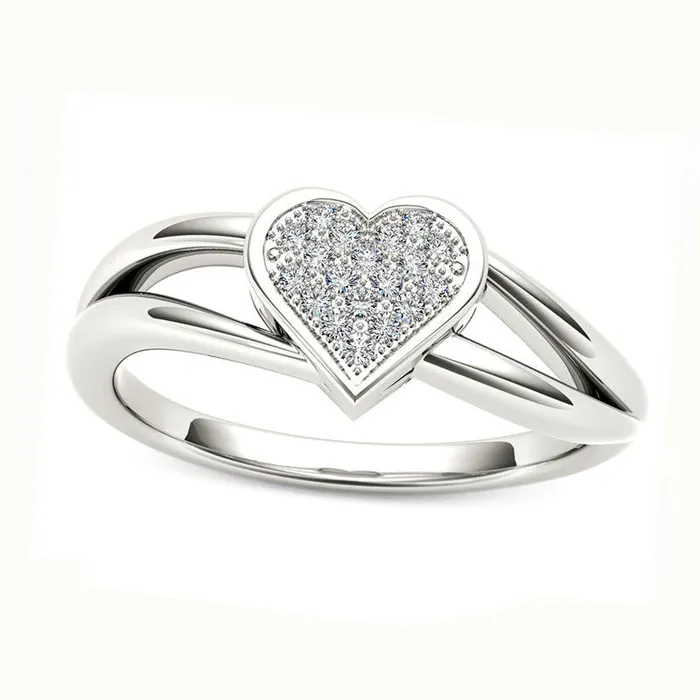 Rings Goldia Natural Diamond Accent Heart Promise Ring in Solid 10K White Gold Rings Goldia Natural Diamond Accent Heart Promise Ring in Solid 10K White Gold