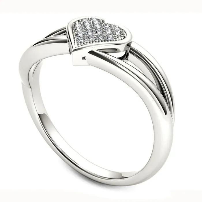 Rings Goldia Natural Diamond Accent Heart Promise Ring in Solid 10K White Gold Rings Goldia Natural Diamond Accent Heart Promise Ring in Solid 10K White Gold