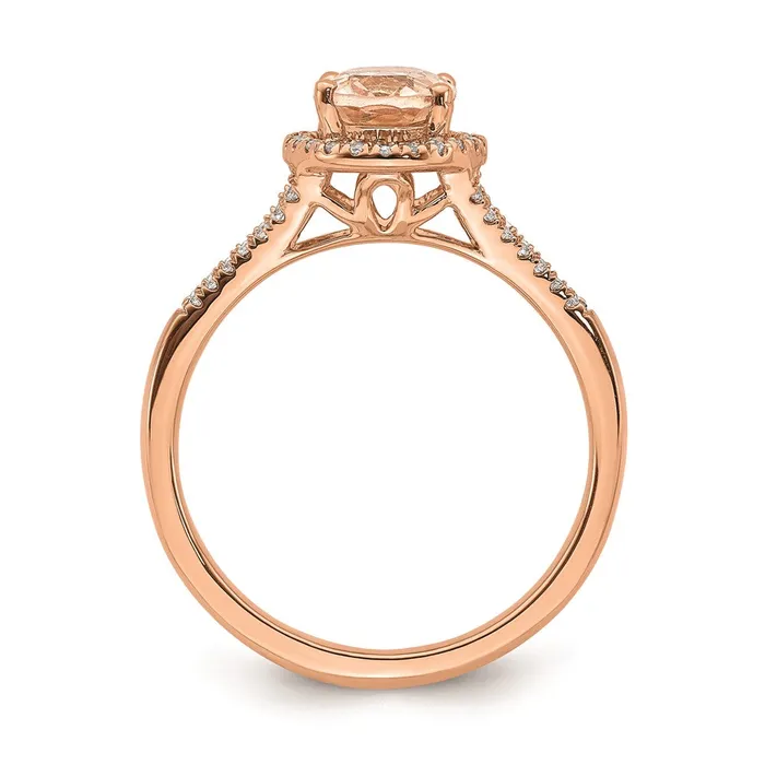 Rings Goldia Solid 14k Rose Gold Morganite Simulated CZ Halo Complete Engagement Ring