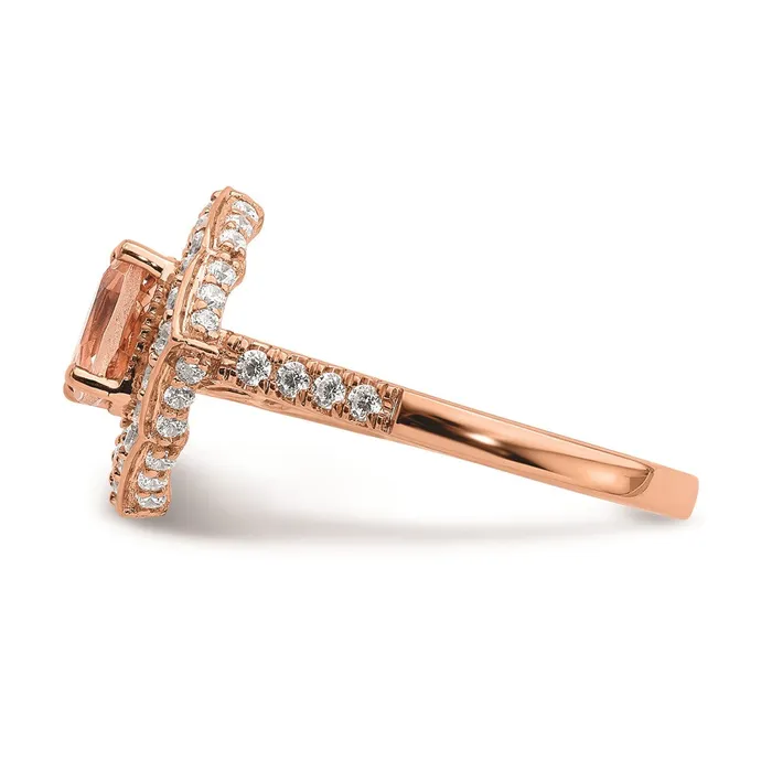 Rings Goldia Solid 14k Rose Gold Morganite Simulated CZ Halo Complete Engagement Ring