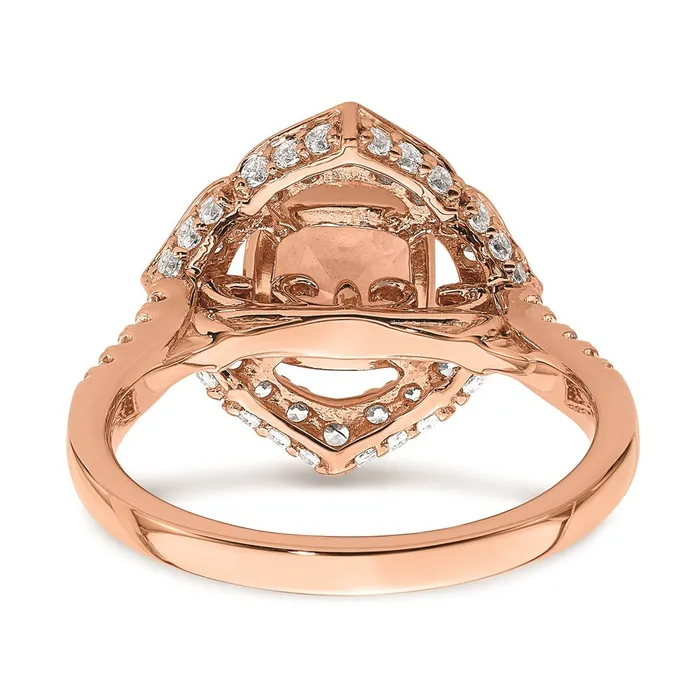 Rings Goldia Solid 14k Rose Gold Morganite Simulated CZ Halo Complete Engagement Ring