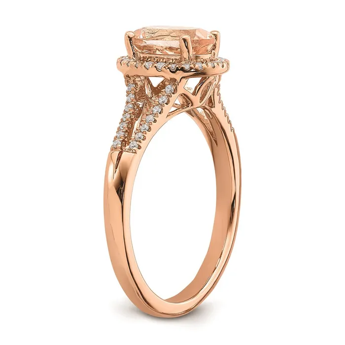 Rings Goldia Solid 14k Rose Gold Morganite Simulated CZ Halo Complete Engagement Ring