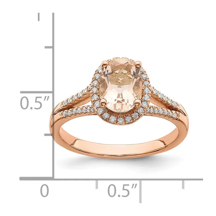 Rings Goldia Solid 14k Rose Gold Morganite Simulated CZ Halo Complete Engagement Ring