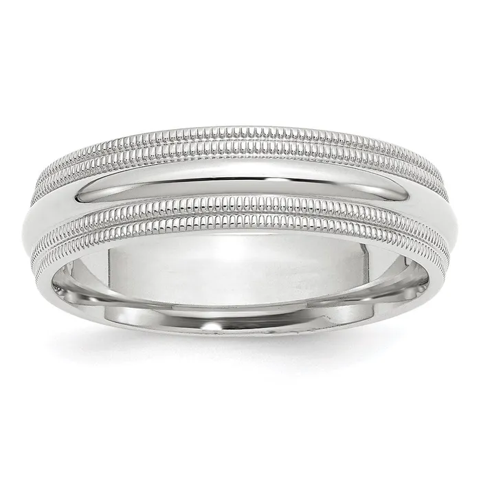 Rings Goldia Solid 14K White Gold 6mm Double Milgrain Comfort Fit MensWomens Wedding Band Ring Size 105 Rings Goldia Solid 14K White Gold 6mm Double Milgrain Comfort Fit MensWomens Wedding Band Ring Size 105