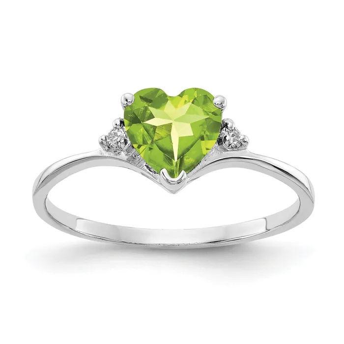 Rings Goldia Solid 14k White Gold 6mm Heart Simulated Peridot VS CZ Ring