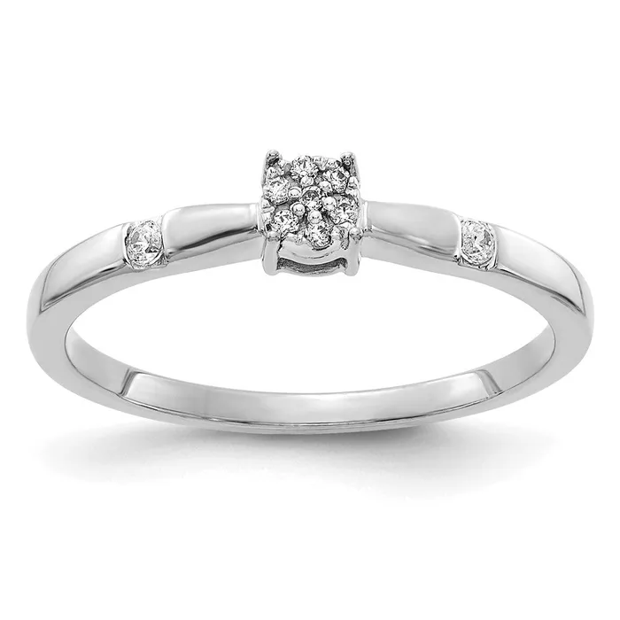 Rings Goldia Solid 14k White Gold Simulated CZ Cluster Ring
