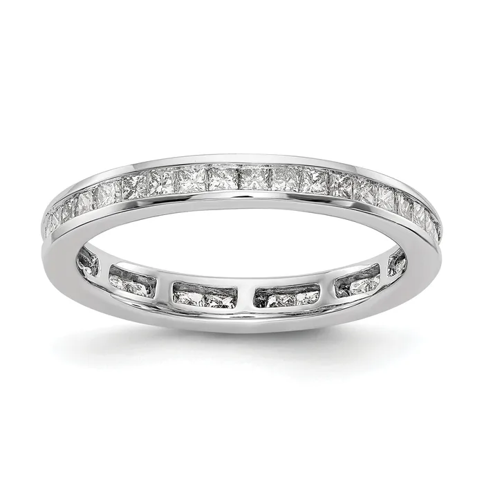 Rings Goldia Solid Real 14k White Gold Polished 1ct Princess Channel Set CZ Eternity Wedding Band Ring Rings Goldia Solid Real 14k White Gold Polished 1ct Princess Channel Set CZ Eternity Wedding Band Ring