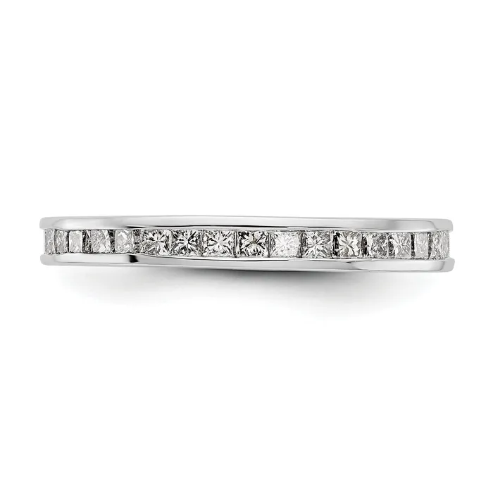 Rings Goldia Solid Real 14k White Gold Polished 1ct Princess Channel Set CZ Eternity Wedding Band Ring