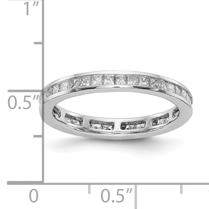 Rings Goldia Solid Real 14k White Gold Polished 1ct Princess Channel Set CZ Eternity Wedding Band Ring