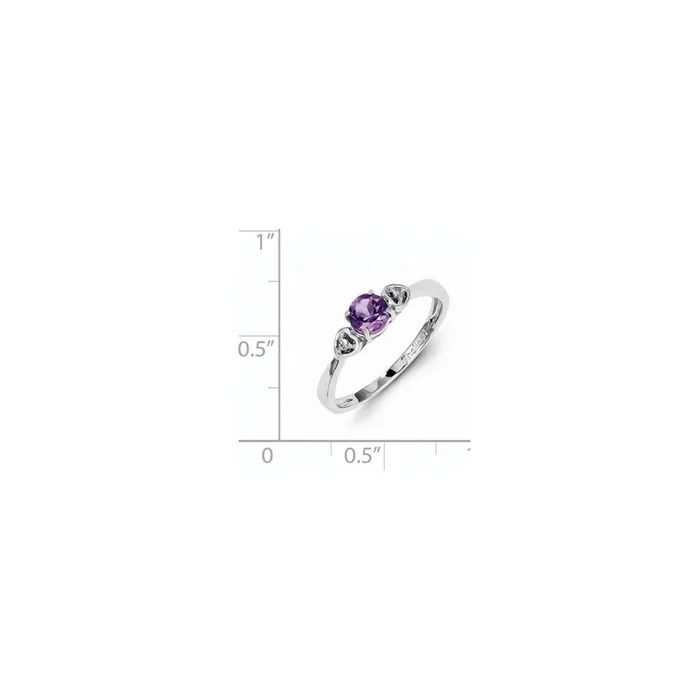 Rings Goldia Sterling Silver Rhodium Plated Diamond and Amethyst Round Ring