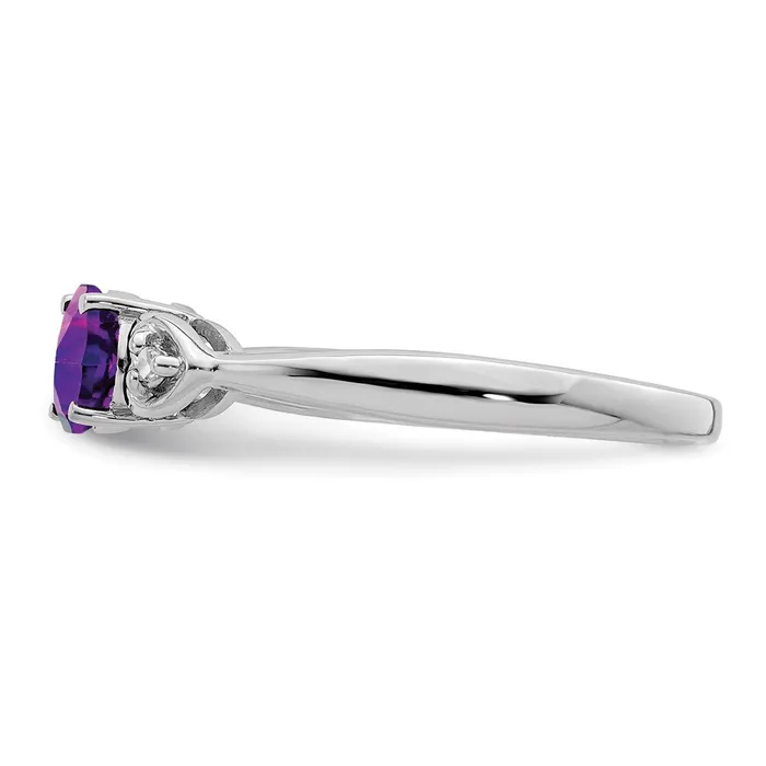 Rings Goldia Sterling Silver Rhodium Plated Diamond and Amethyst Round Ring