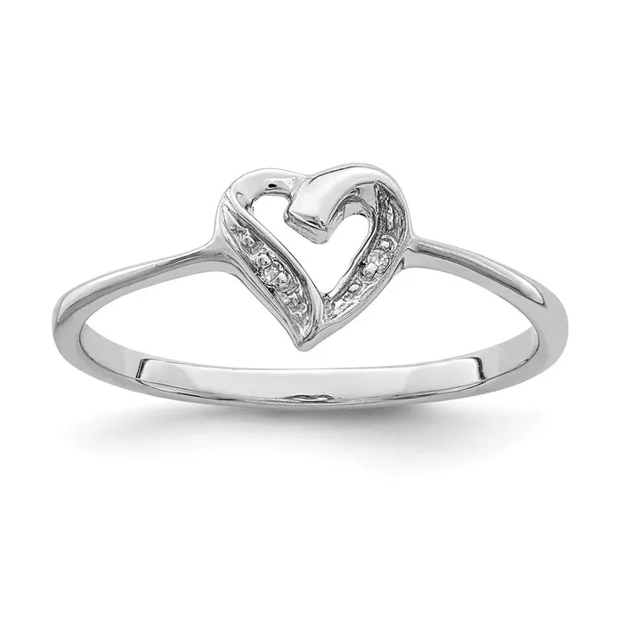 Rings Goldia Sterling Silver Rhodium Polished Diamond Accent Heart Ring