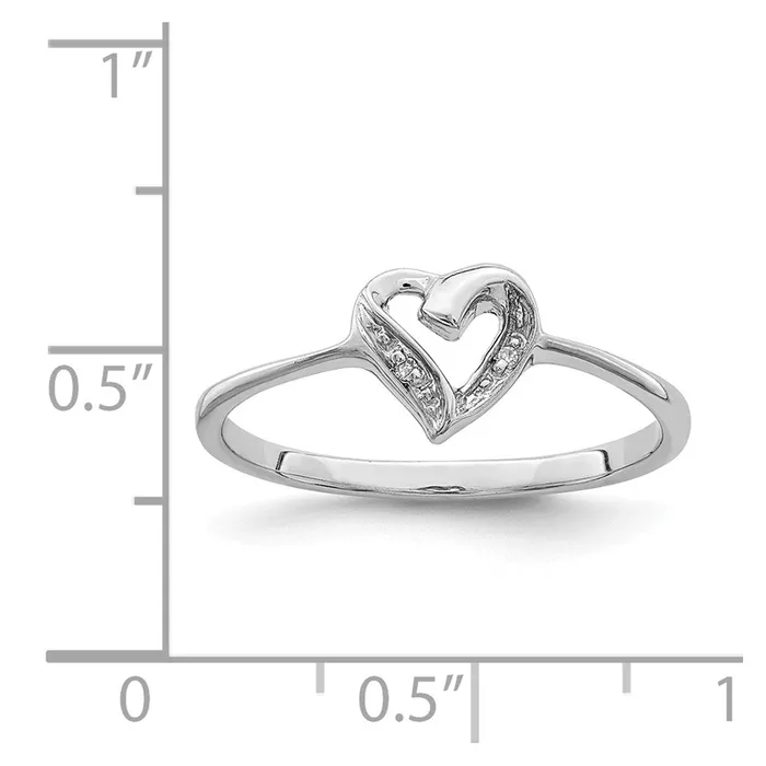 Rings Goldia Sterling Silver Rhodium Polished Diamond Accent Heart Ring