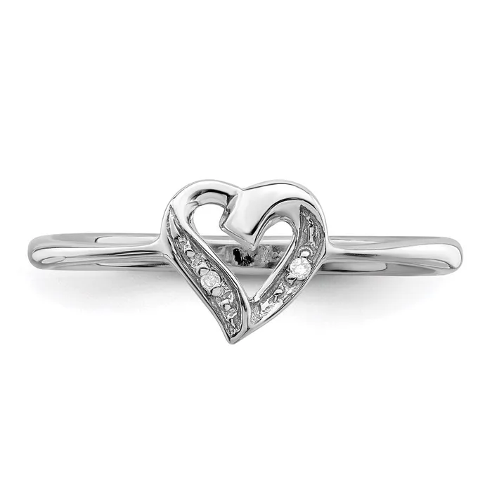 Rings Goldia Sterling Silver Rhodium Polished Diamond Accent Heart Ring