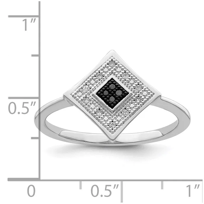 Rings Goldia White Night Sterling Silver Rhodiumplated Black and White Diamond Ring