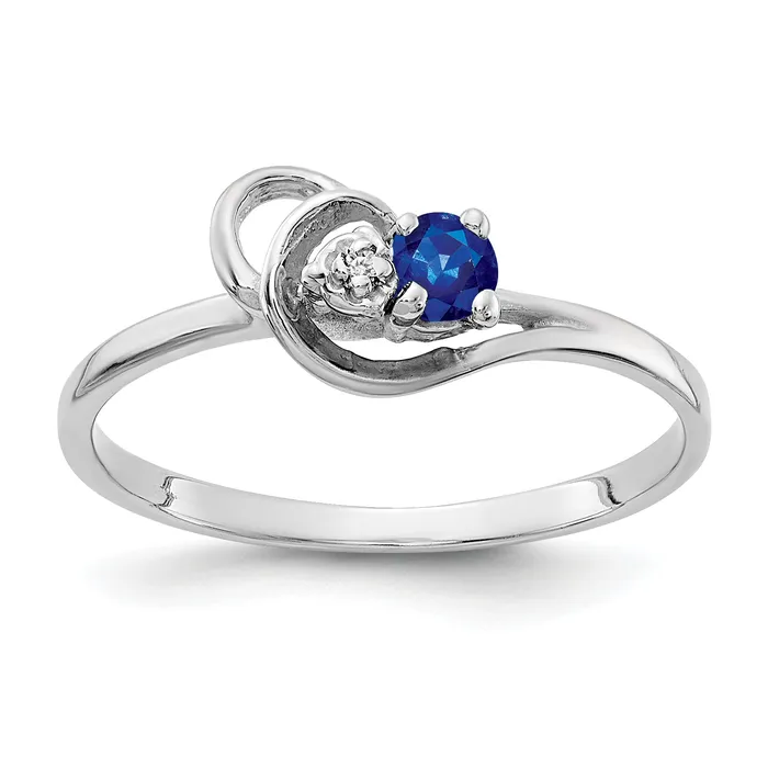 Rings Solid 14k White Gold 3mm Simulated Sapphire VS CZ Ring Goldia
