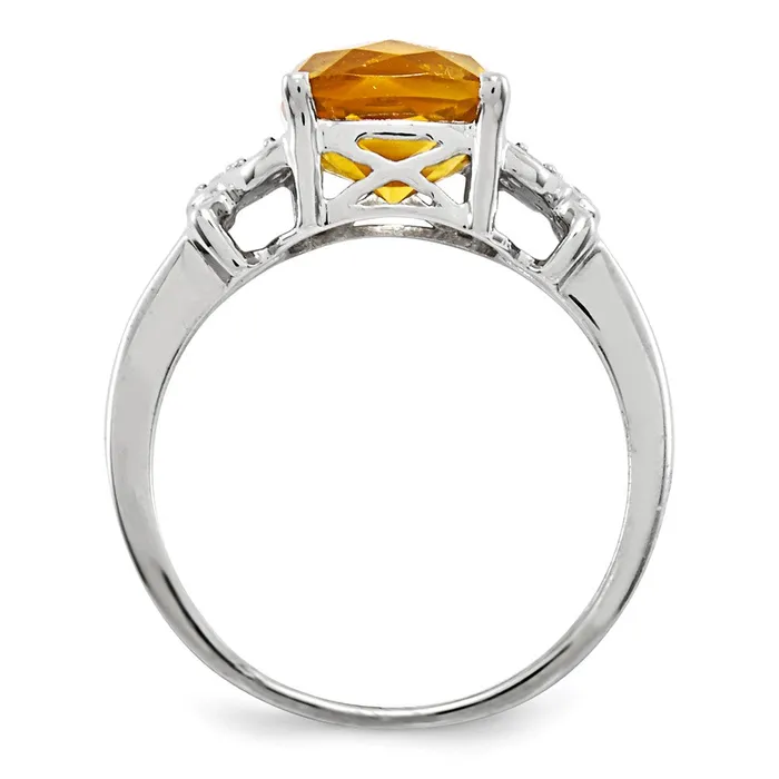 Rings Sterling Silver with Citrine and White Topaz Round Ring Goldia