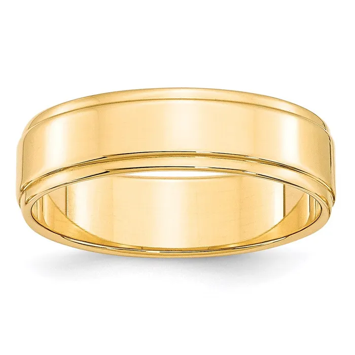 Solid 10K Yellow Gold 6mm Flat with Step Edge MensWomens Wedding Band Ring Size 10 Goldia Rings Solid 10K Yellow Gold 6mm Flat with Step Edge MensWomens Wedding Band Ring Size 10 Goldia Rings