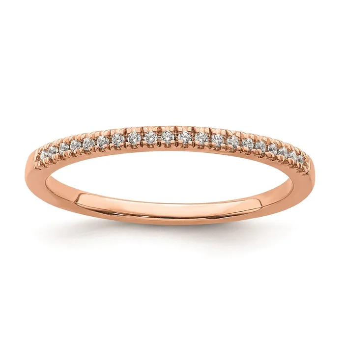 Solid 14k Rose Gold Simulated CZ Wedding Band Goldia Rings