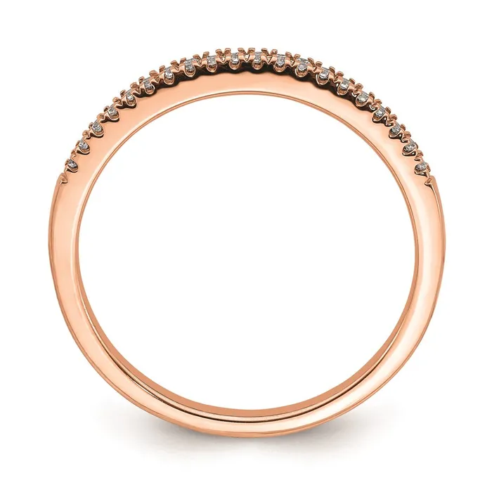 Solid 14k Rose Gold Simulated CZ Wedding Band Goldia Rings