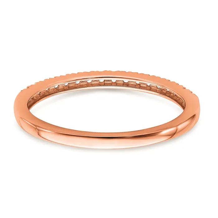 Solid 14k Rose Gold Simulated CZ Wedding Band Goldia Rings