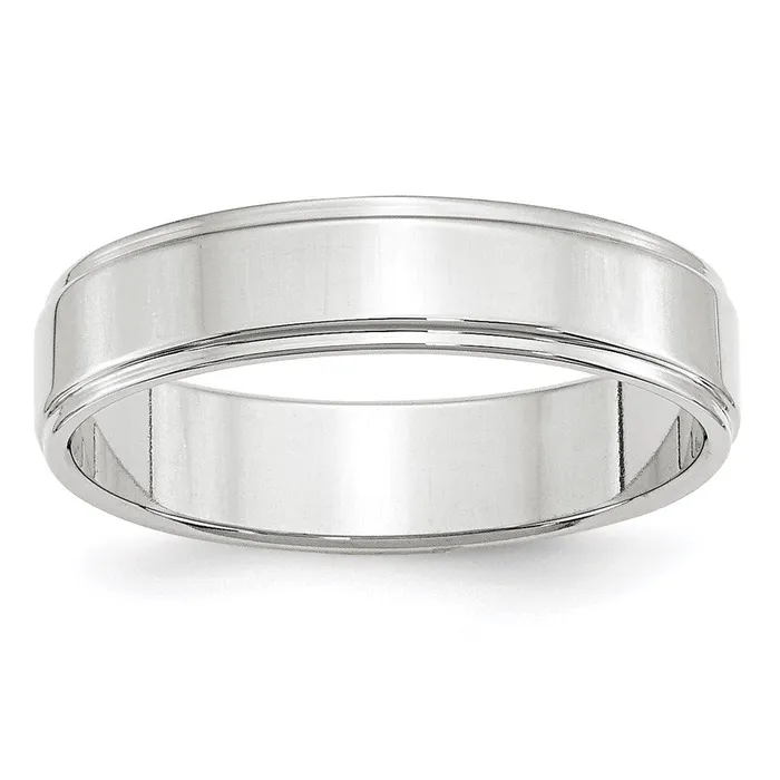 Solid 14K White Gold 5mm Flat with Step Edge MensWomens Wedding Band Ring Size 4 Goldia Rings Solid 14K White Gold 5mm Flat with Step Edge MensWomens Wedding Band Ring Size 4 Goldia Rings