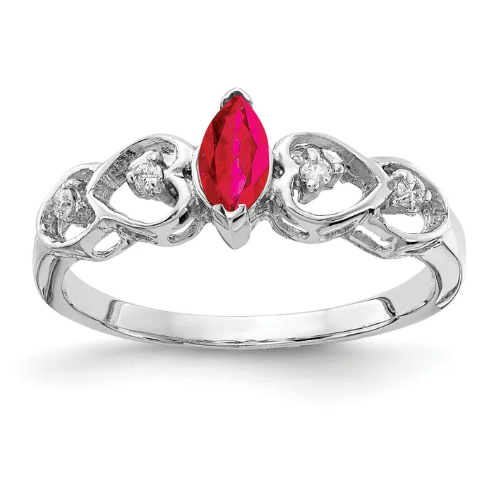 Solid 14k White Gold 6x3mm Marquise Simulated Ruby VS CZ Ring Goldia Rings Solid 14k White Gold 6x3mm Marquise Simulated Ruby VS CZ Ring Goldia Rings