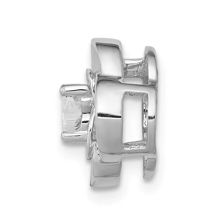 Solid 14k White Gold Simulated CZ Flower Chain Slide Goldia Earrings
