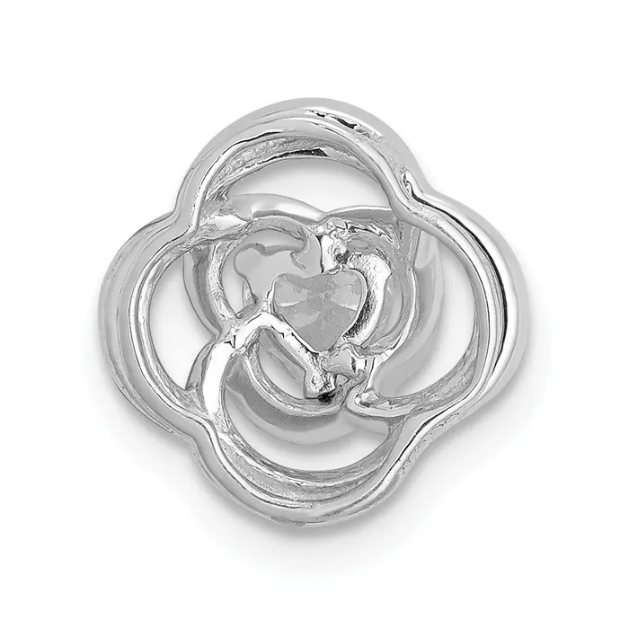Solid 14k White Gold Simulated CZ Flower Chain Slide Goldia Earrings