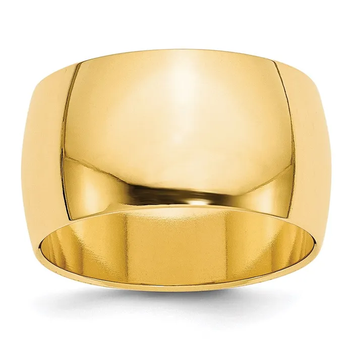 Solid 14K Yellow Gold 12mm Half Round MensWomens Wedding Band Ring Size 115 Goldia Rings Solid 14K Yellow Gold 12mm Half Round MensWomens Wedding Band Ring Size 115 Goldia Rings