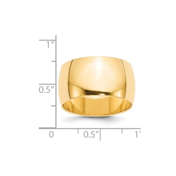 Solid 14K Yellow Gold 12mm Half Round MensWomens Wedding Band Ring Size 115 Goldia Rings Solid 14K Yellow Gold 12mm Half Round MensWomens Wedding Band Ring Size 115 Goldia Rings