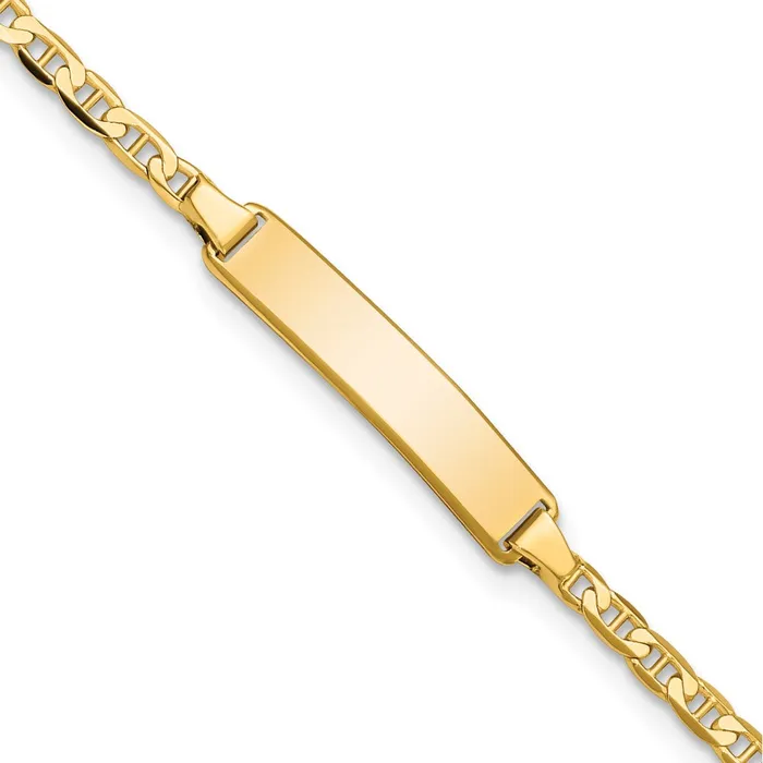 Solid 14K Yellow Gold Flat Anchor Link ID Bracelet MDS Bracelets